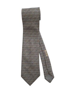 Hermès Paris 100% Silk Gray Tie w/ Abstract Geometric Pattern - 7828 UA - France